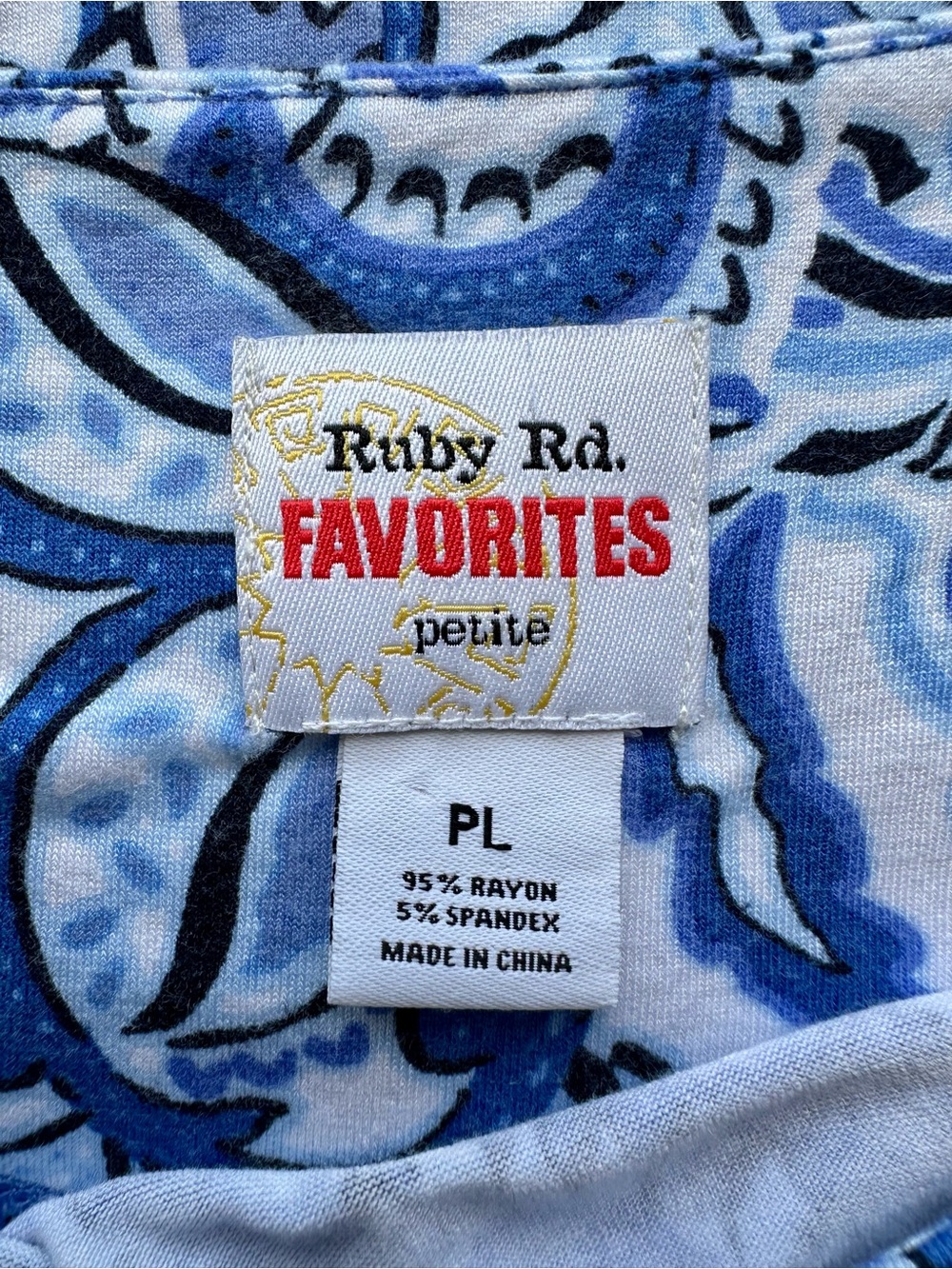 Ruby Rd blue and white paisley print tunic top - Picture 8 of 8